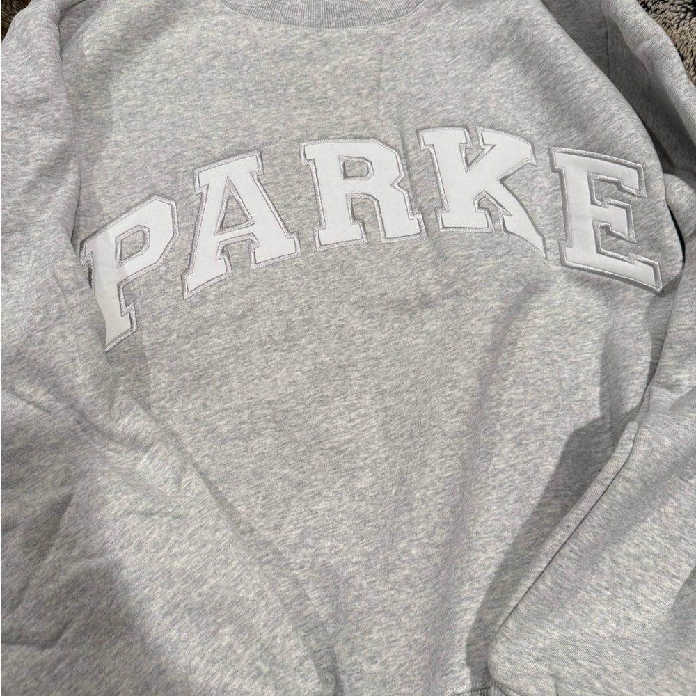 Gray/white PARKE mock neck